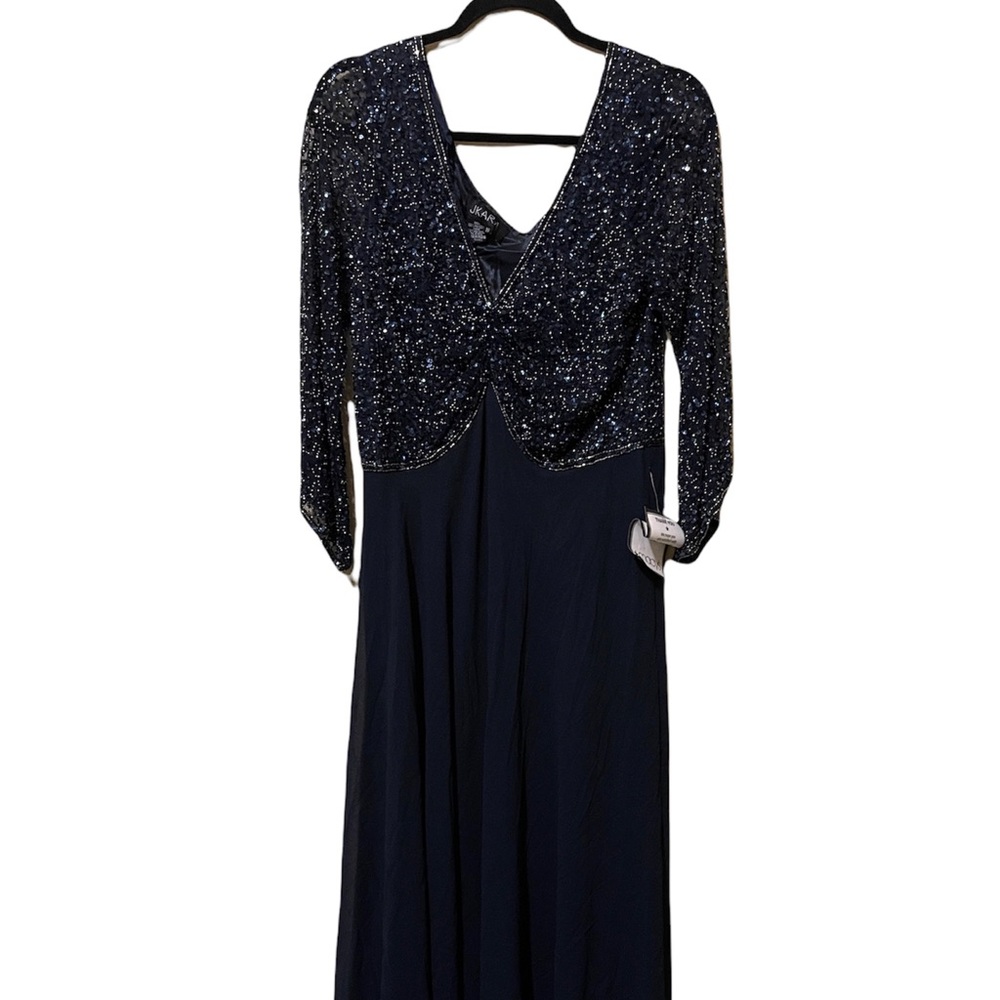Jkara Navy Blue Formal Sequin Gown